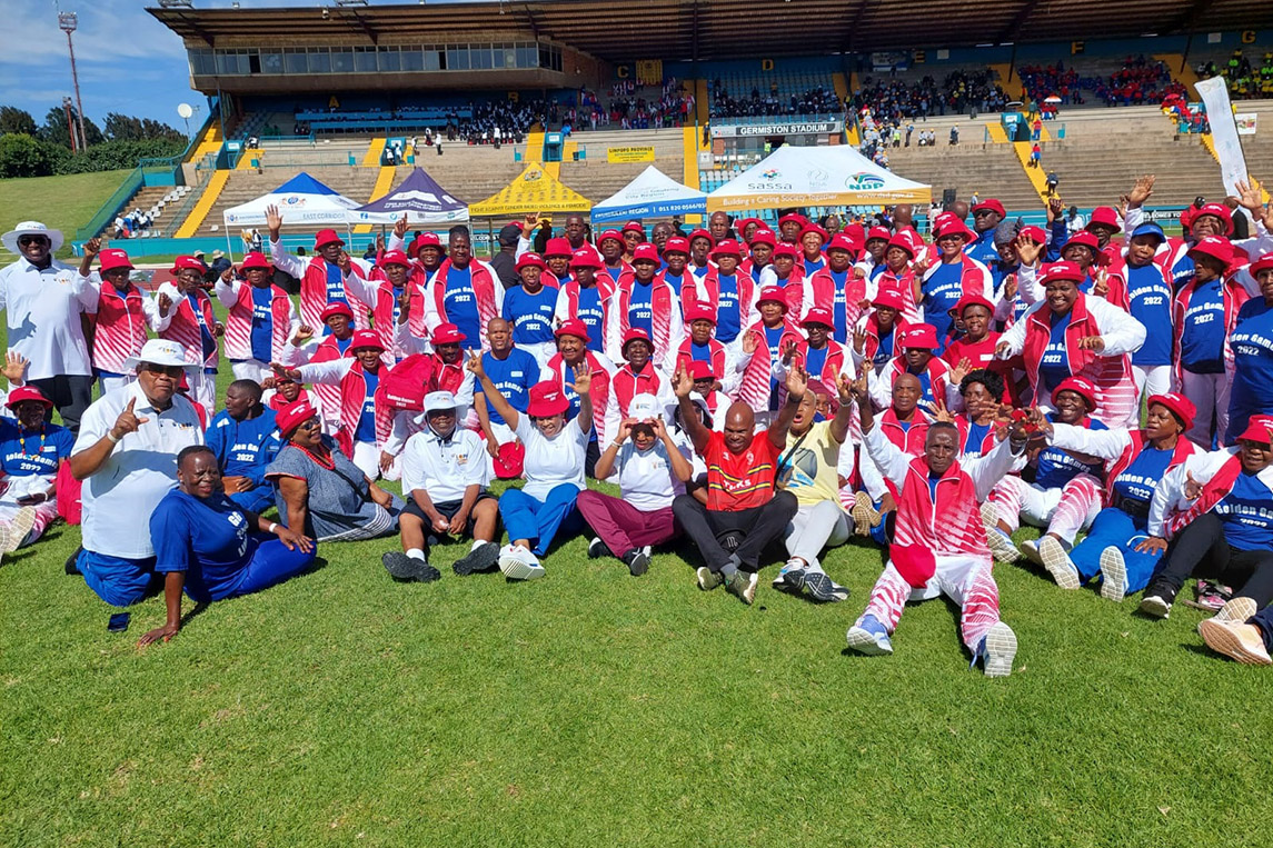 The Limpopo MEC for Sport, Arts and Culture, Ms. Nakedi Kekana, Limpopo MEC for Social Development, Ms. Nandi Ndalane and Minister Lindiwe Zulu attending the National Golden Games in Germiston in Gauteng Province. Team Limpopo for Golden Games is well supported at Golden Games aimed at encouraging  a healthy lifestyle for older persons as part of the active ageing programme. The programme further promotes the well-being and restoration of the dignity of older persons